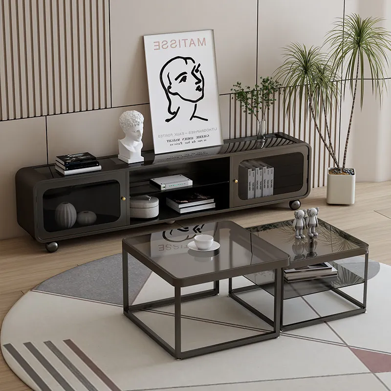 Light luxury coffee table living room home glass slate table modern simplicity