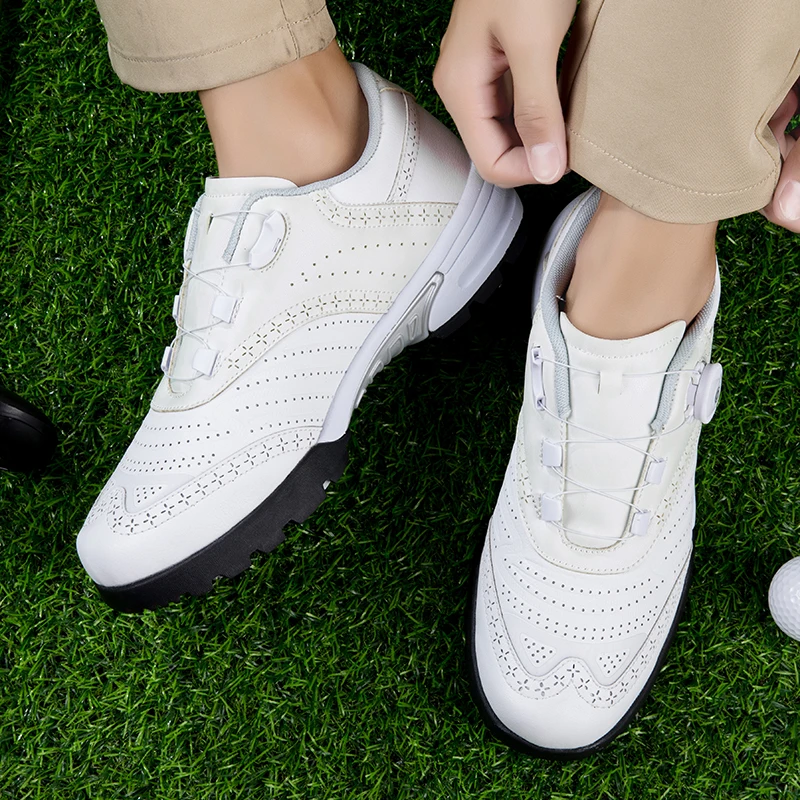 Leisure golf sports shoes Leather waterproof breathable wear-resistant fixed nail traction shoes Fashion women's shoes36-46