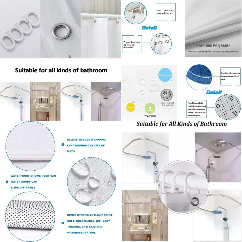 

Pink Cartoon 4-Piece Bathroom Set: Shower Curtain, Toilet Seat Cover, Bath Mat, Non-Slip Rugs, Waterproof, 72 x 72