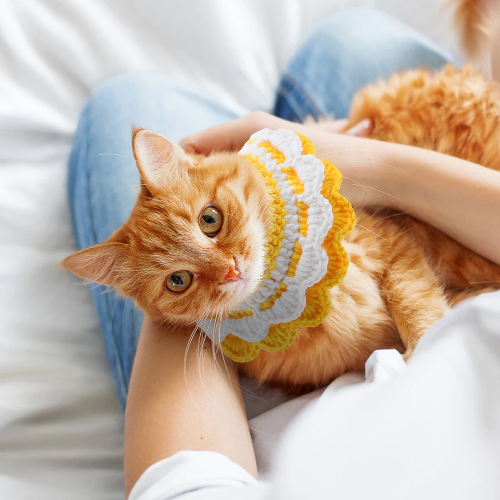 

1Pcs Pet Knitting Scarf Delicate Cat Neckerchief Soft Durable Texture Comfortable Wearing Experience Bright Colors Decorative