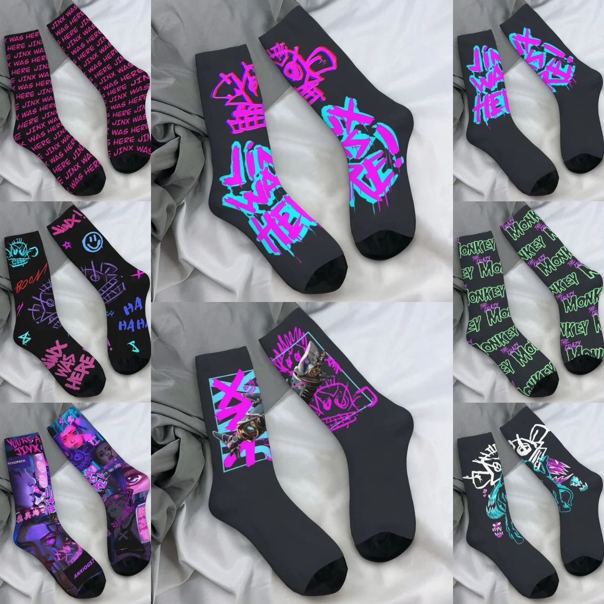 Monkey Jinx Crazy Stockings Arcane Printed Fashion Socks Autumn Non Slip Socks Couple Running Sports Quality Socks