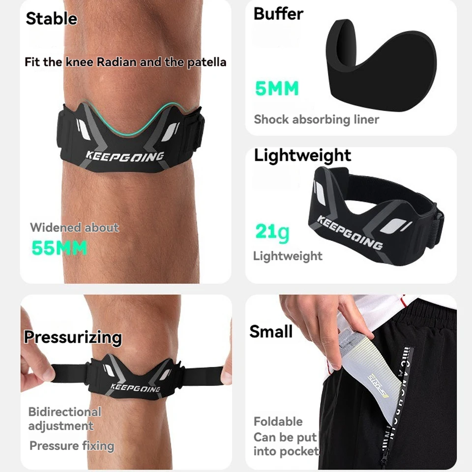 1PCS Patella Band Protection Kneecap Knee Tendon Support Strape Brace Adjustable Absorption Compression Pad Basketball