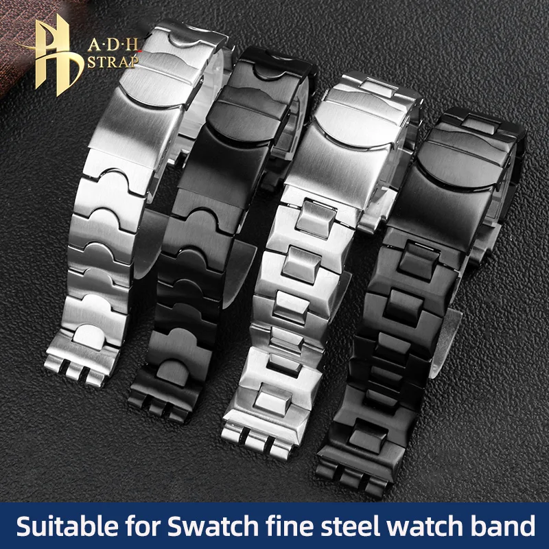 High Quality Watch Chain For Swatch Irony YGS749G Leisure Student Metal Watch Band Solid Stainless Steel Wrist Strap 17MM 19MM