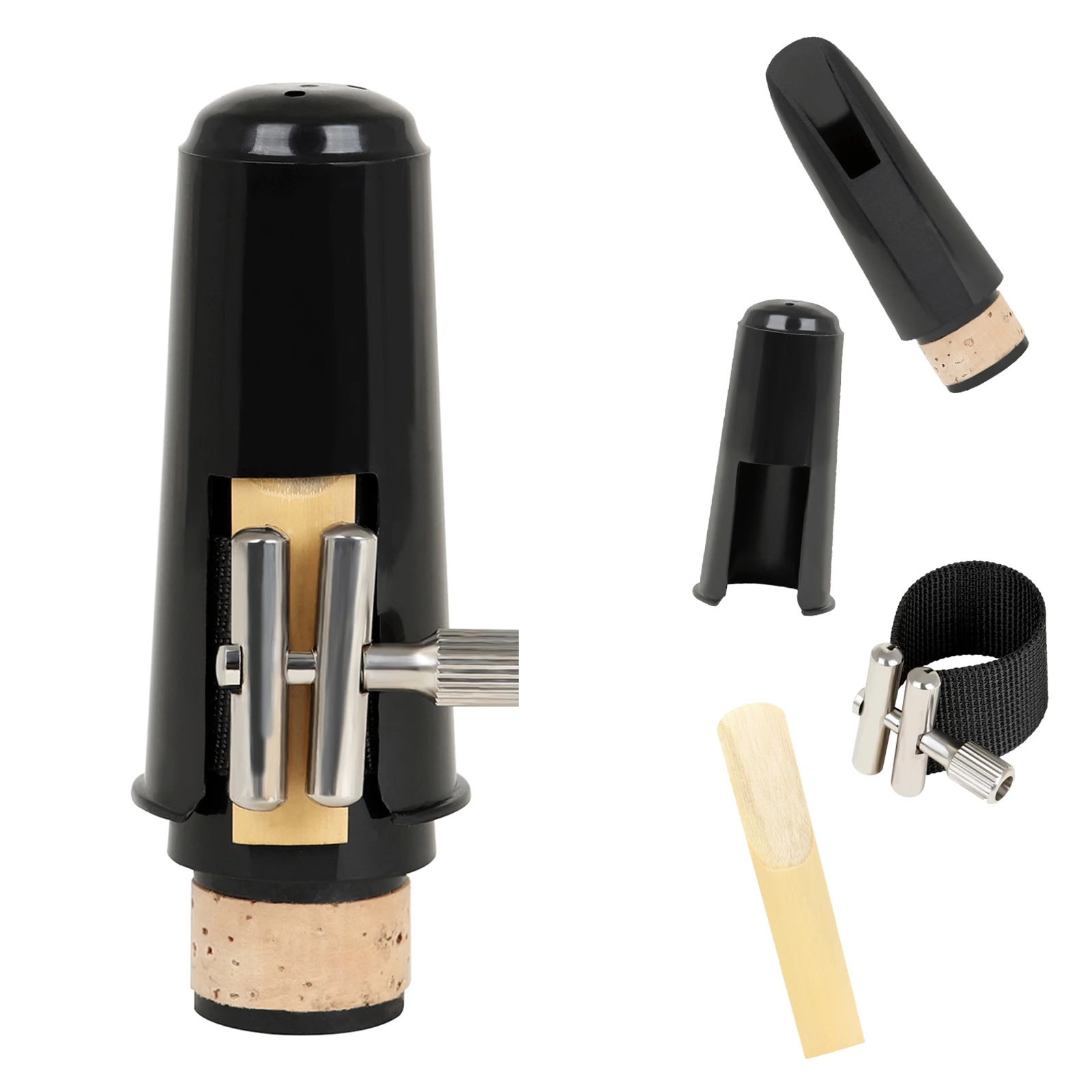 Juego de boquillas para clarinete con tapa de Clip para boquilla, caña para instrumento de clarinete profesional, accesorios de repuesto de viento de madera