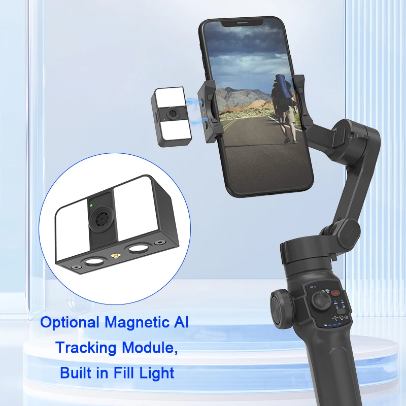 L9 المدمج في تمديد قضيب مثبت أفقي للهواتف الذكية Gimbal Object تتبع مدونات الفيديو استقرار المحمولة وقابلة للطي