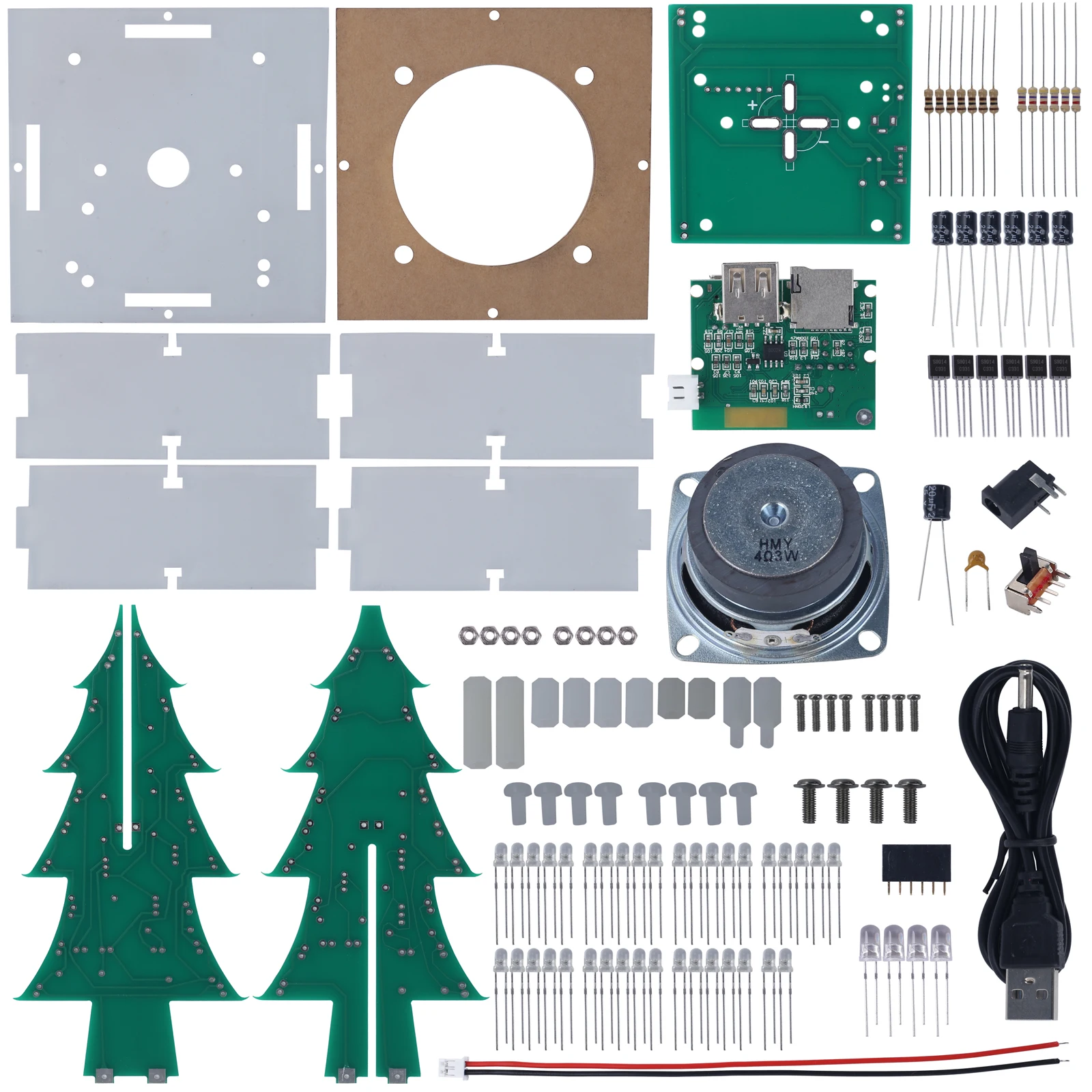 Kit albero di natale fai da te RGB Audio LED lampeggiante musica ruota Suite elettronica pratica di saldatura amplificatore compatibile con Bluetooth