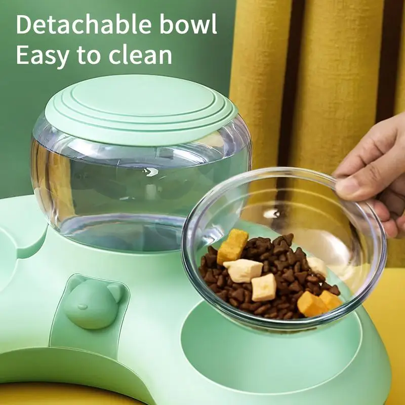 Cat Bowls For Food And Water Dog Bowls Set With Automatic Water Dispenser Detachable Non-Skid Pet Water Bowls Feeder Bowls