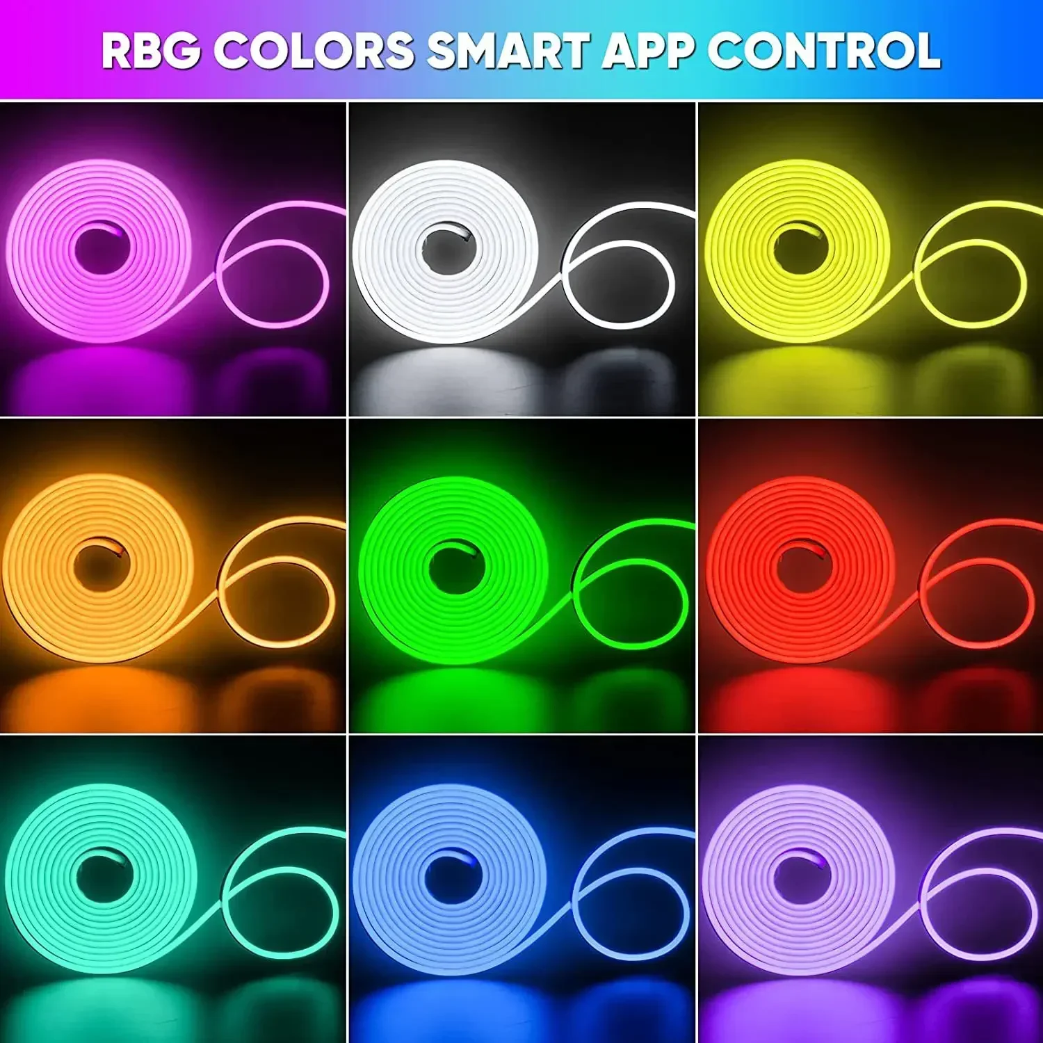 RGB Neon LED Strip 1/2/3/5M IP65 Waterproof DIY USB Neon Strip Tuya App Remote Control Flexible Ribbon for Home Decor Lighting