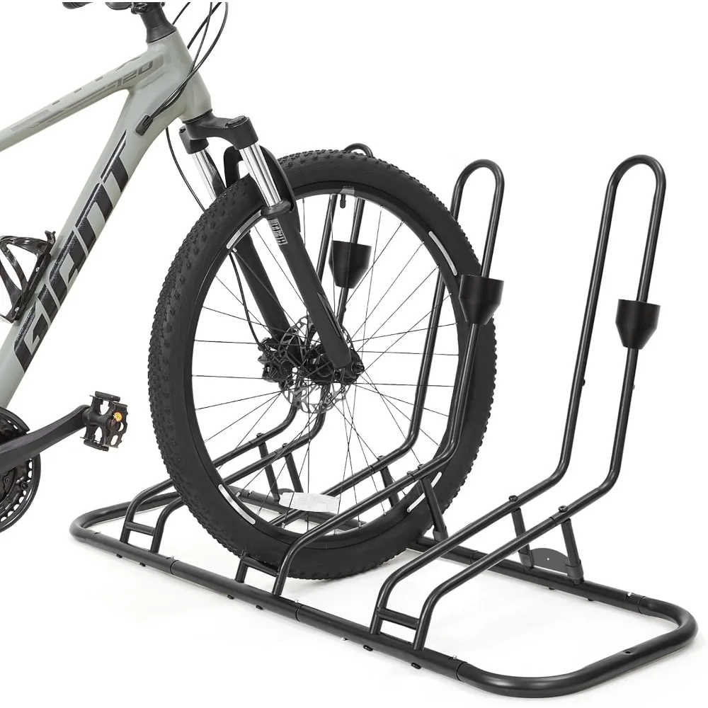 

Bike Stand for 3 Bikes, Anti-Collision Design Protects Disc Brake & Derailleur, Waterproof Bike Rack Indoor/Outdoor/Garage Use,