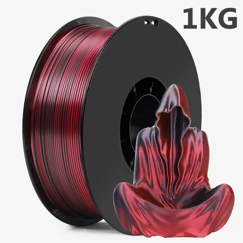 Imagen 2 del producto Filamento PLA para impresora 3D de 1,75mm, seda azul, rojo, dos colores, 250g, Material de impresión 3D, doble Color mágico, negro, rojo, sublimación Duotone