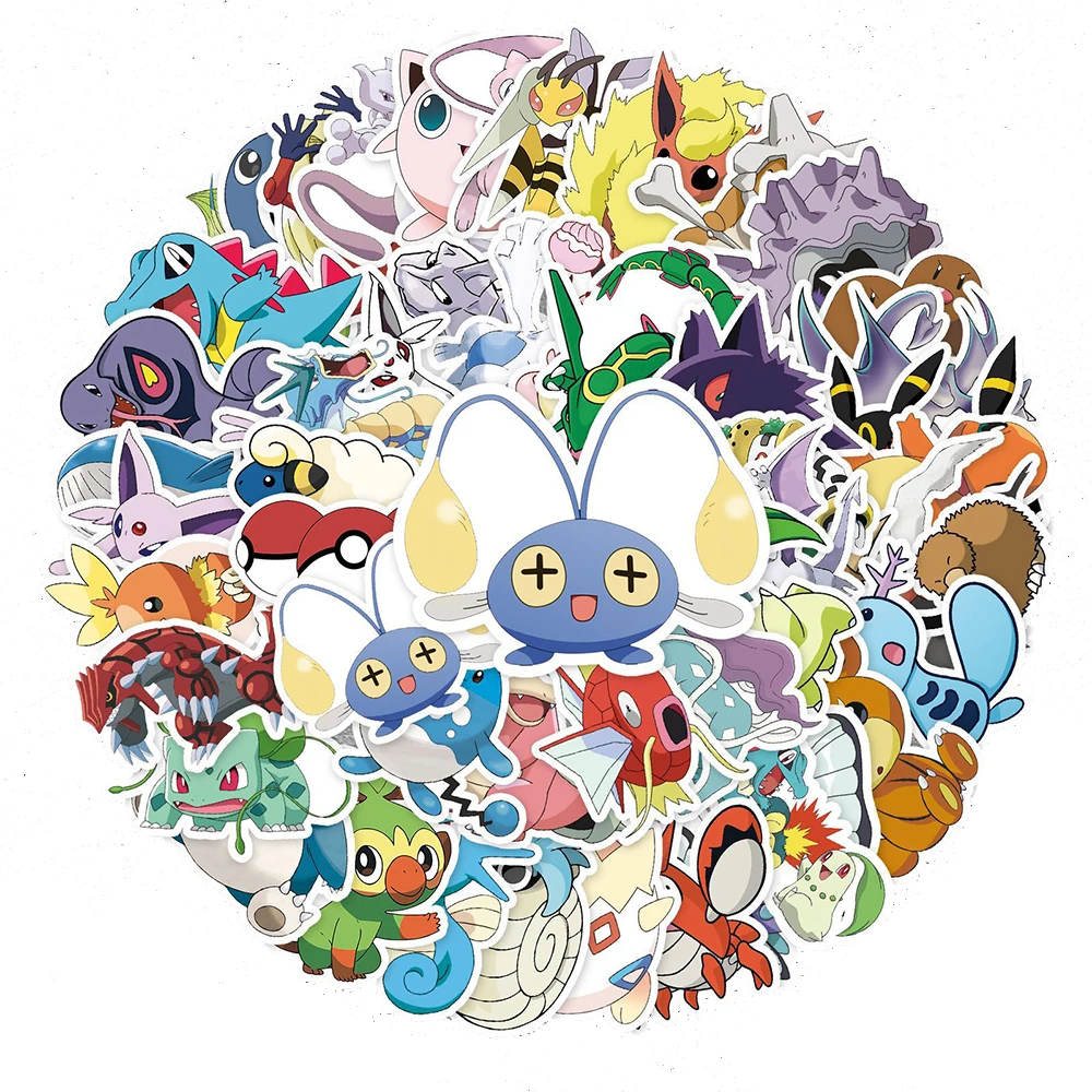 10/30/50 Stück Pokemon Cartoon-Aufkleber, niedliche Pikachu-wasserdichte Aufkleber, DIY-Gitarre, Skateboard, Schreibwaren, japanisches Anime-Aufkleberpaket