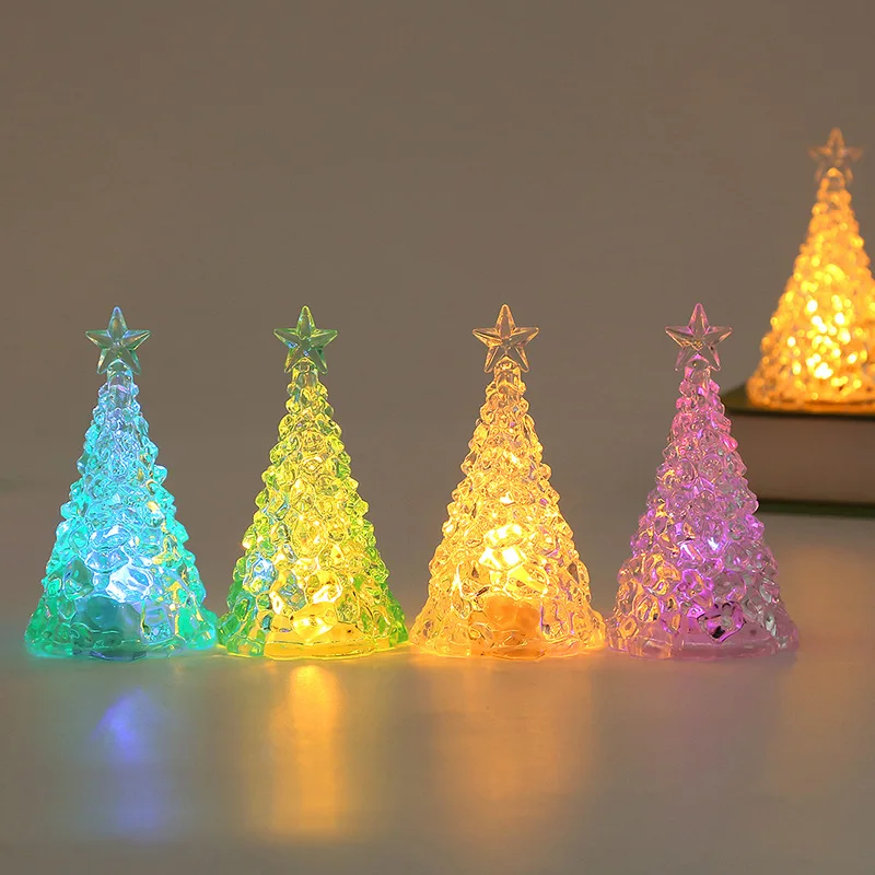 LED Crystal Christmas Tree Light Battery Powered Star Night Light For Bedroom Living Room Table Decoration Christmas Party Gift