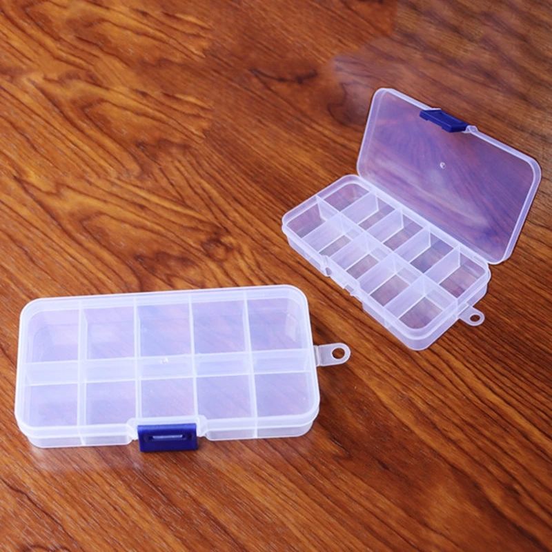 10 Grids Adjustable Transparent Plastic Storage Box for Small Component Jewelry Tool Box Bead Pills Organizer for CASE