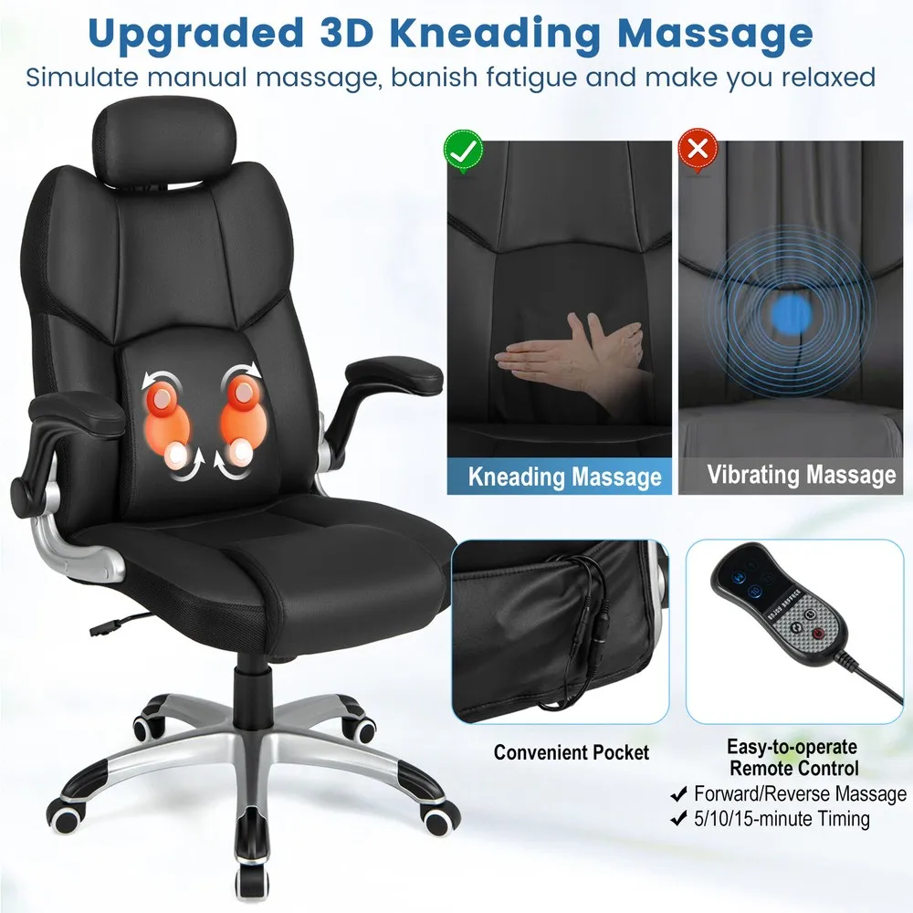 Executive Office Chair w/2 Message Selections Adjustable Headrest Remote Control