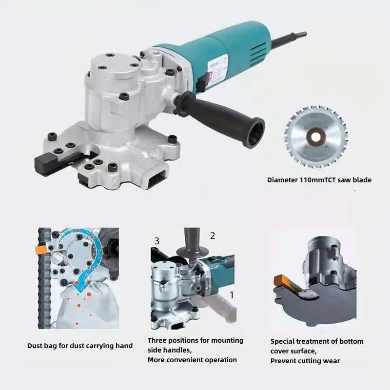 Máquina cortadora de barra de acero portátil eficiente sin chispas, sierra de corte en frío de 4-40mm