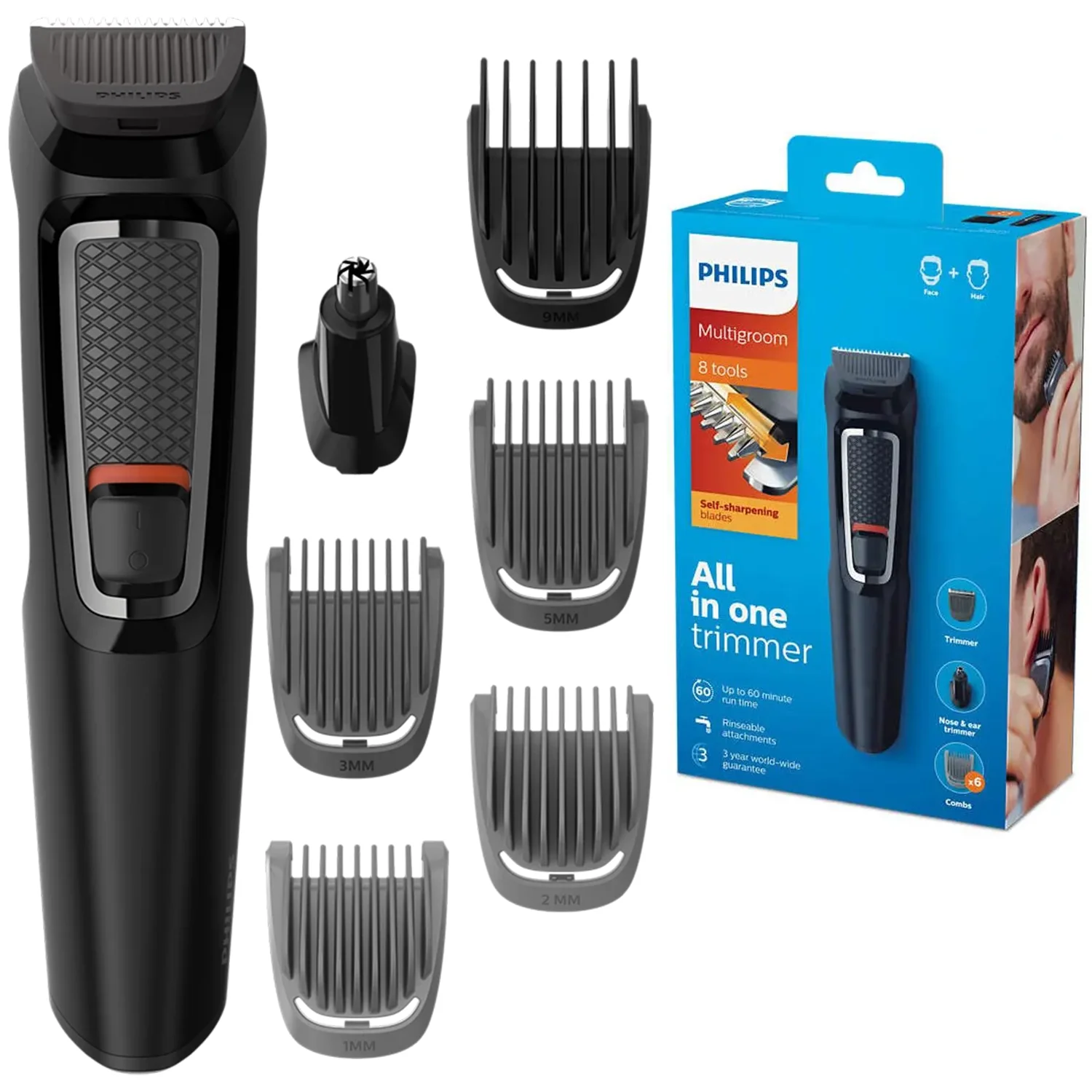 PHILIPS MULTIGROOM NOSE BEARD HAIR MACHINE + 8 NASDS