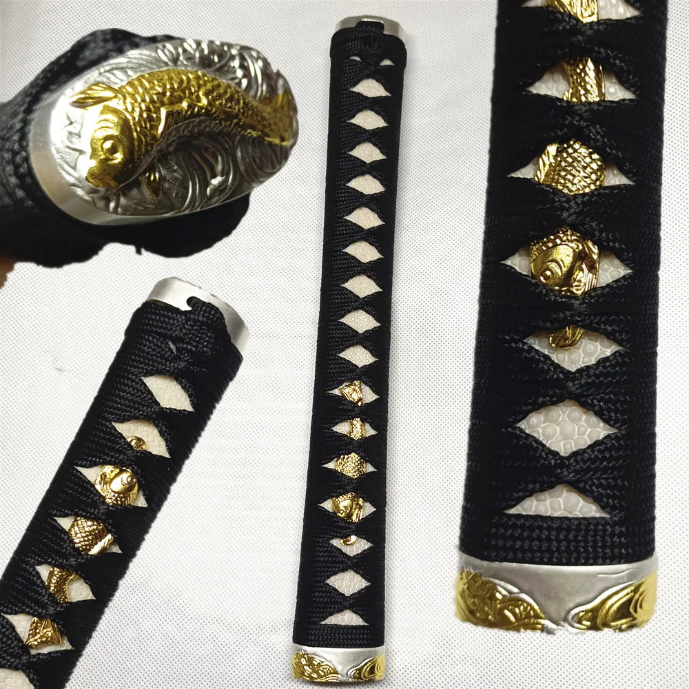 30cm Rikko Hourglass Shape Tsuka Handle Fish Fuchi Menuki Guard Fittings For Japanese Sword Samurai Katana Wakizashi Accessories