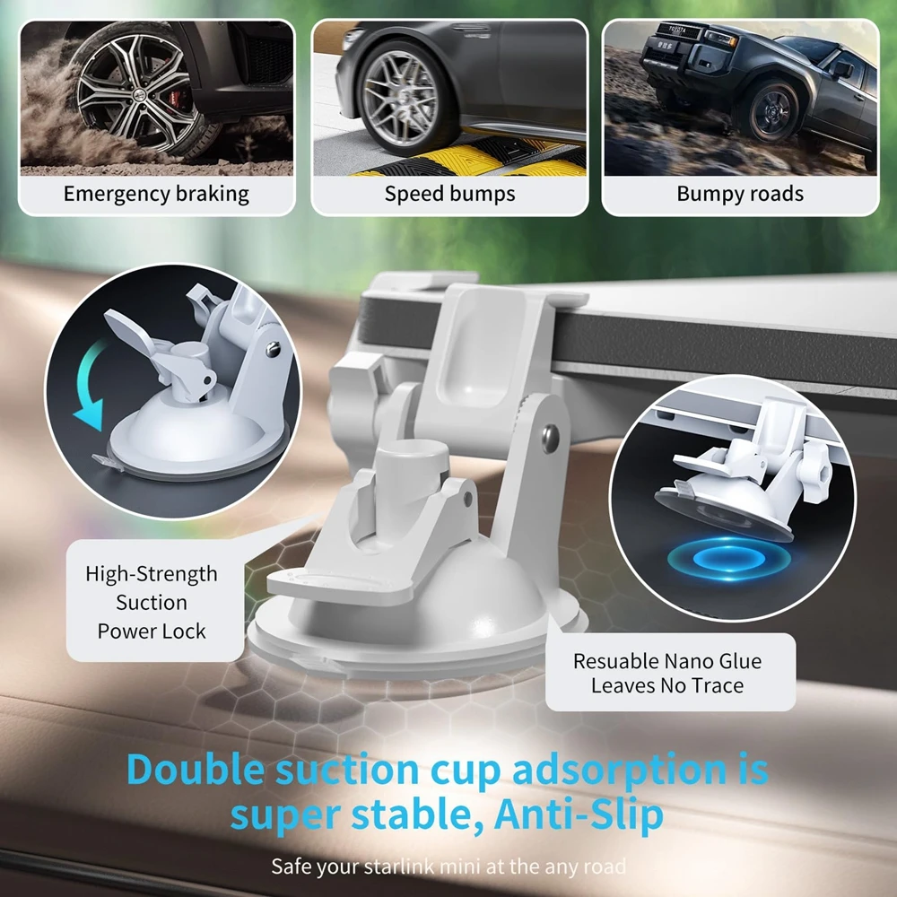 Car Mount for Starlink Mini Internet Kit Suction Cup Mount for Dashboard Windshield Stable Satellite Signal Car Holder Bracket