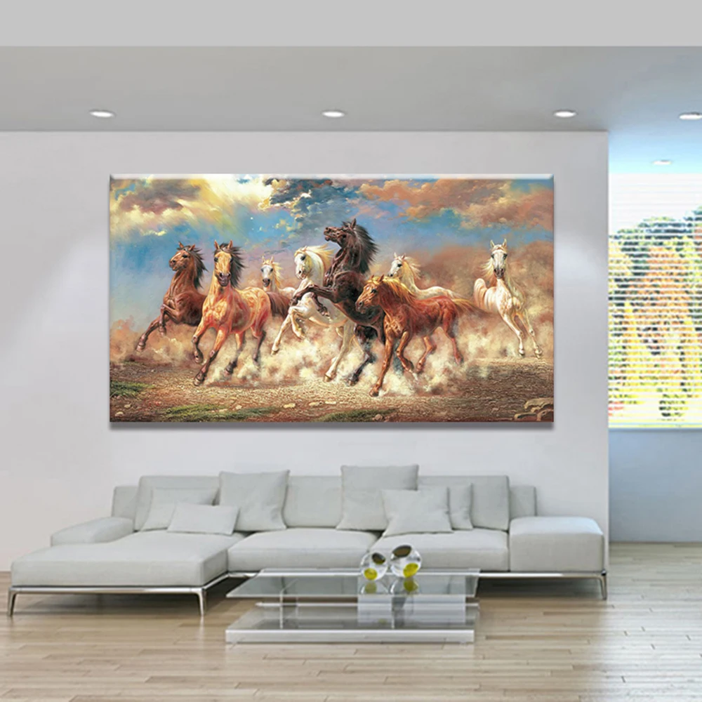 8 Running Horse Animal Modern Printed Oil Painting On Canvas,Cotton Wall Paintings Picture For Living Room Wall Art,Wall Decor