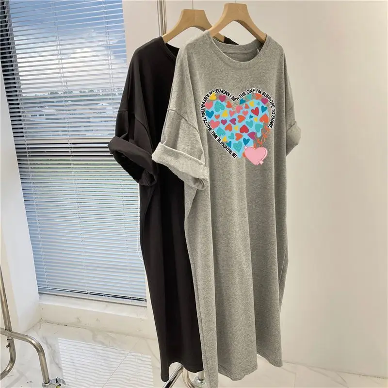 

Summer Printing Letter Loose Tops Tees All-match Short Sleeve Round Neck Solid Plus Size T Shirt Casual Fashion Women Clothes