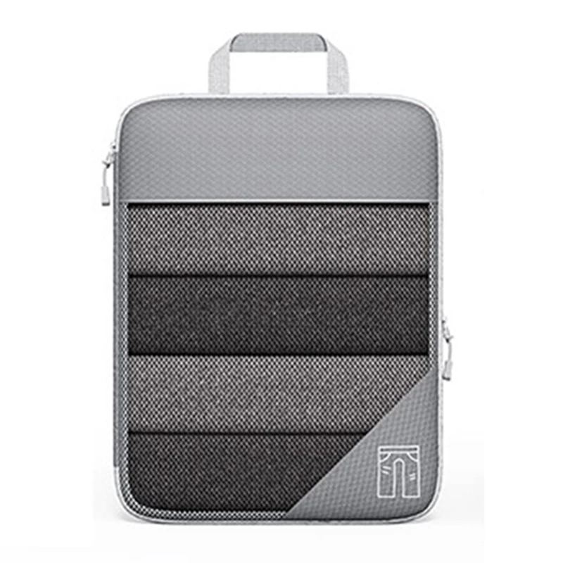 

3Pcs Portable Bags Travel Compressible Storage Pouch Set Mesh Visual Luggage Organizer Grey Easy To Use