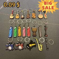 New Musical Instrument Silicone Guitar PVC Soft Keychain Cartoon Small Gift Pendant
