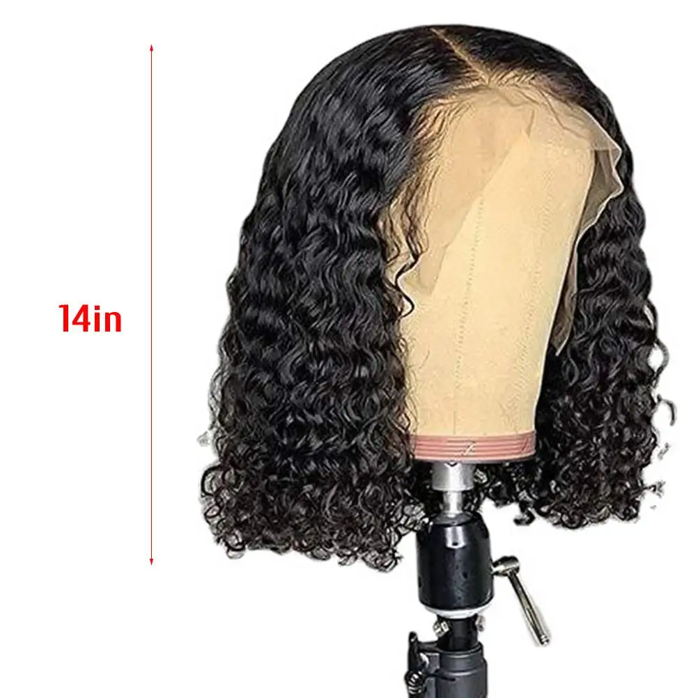 

Center-parted wavy wig, women's small curly hair set, Brazilian curly wig for women (1*wig), rose mesh style 14in