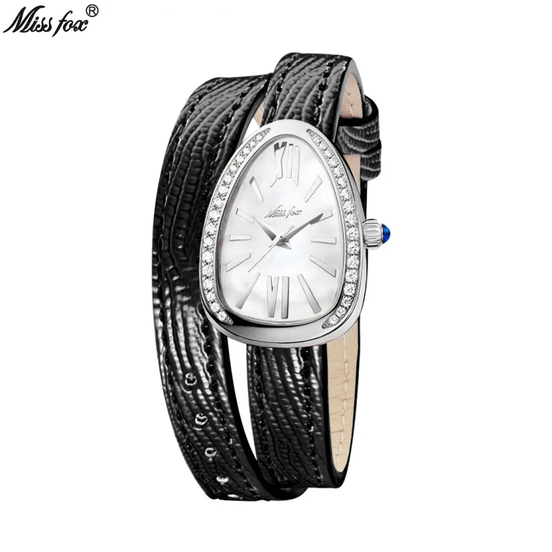 MISSFOXWomen-reloj de cuarzo de alta calidad para mujer, exquisito reloj Retro con correa de bobinado de serpiente