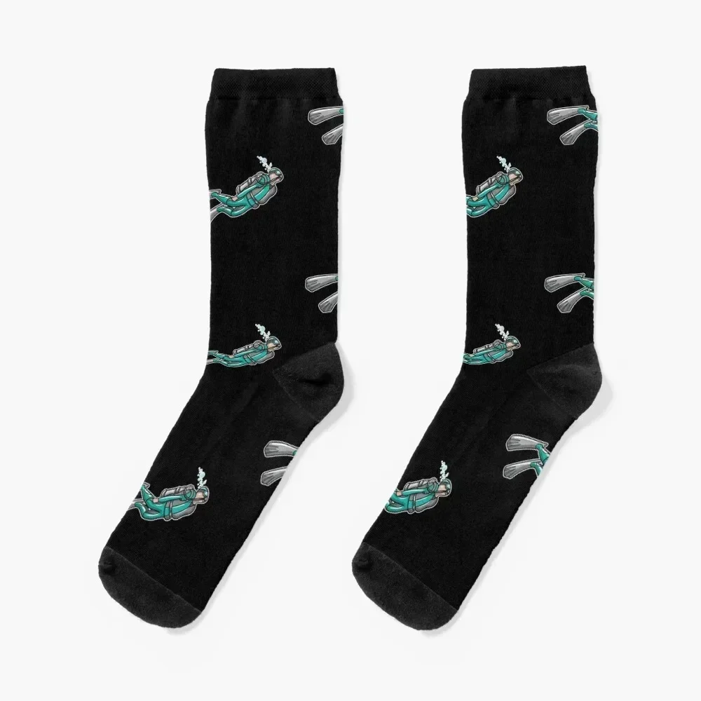 Scuba Diver Illustration Socks Novelties warm winter gym Socks Female Men's