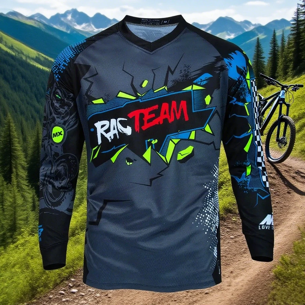 

Новая мужская футболка для скоростного спуска на горном велосипеде, гоночная футболка, велосипедная спортивная рубашка с длинным рукавом, автоспорт, мотоцикл, мотокросс