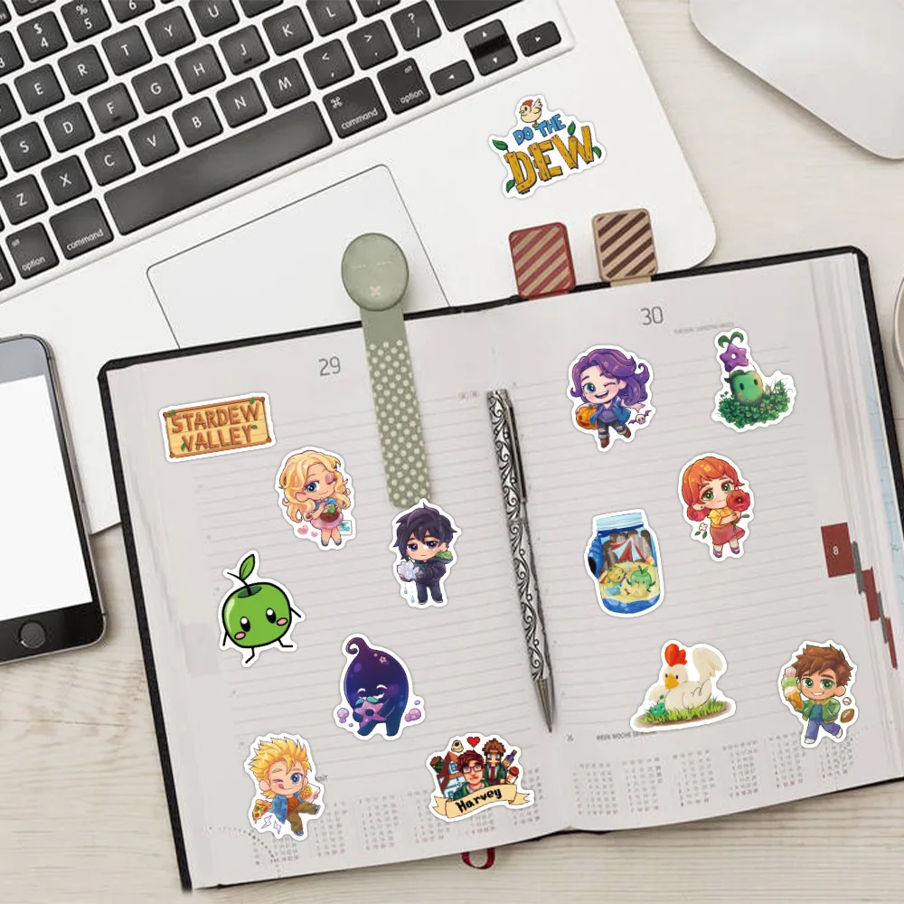 50pcs Stardew Valley Cartoon Decoration Stationery Cup Computer Waterproof Sticker view 3