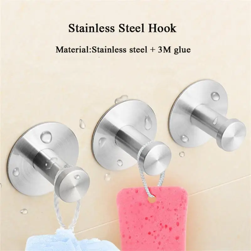 3/1PCS Hook Stainless Steel Self Adhesive Wall Door Bathroom Kitchen  Living Room Holder Multi-Purpose Home Storage Rack