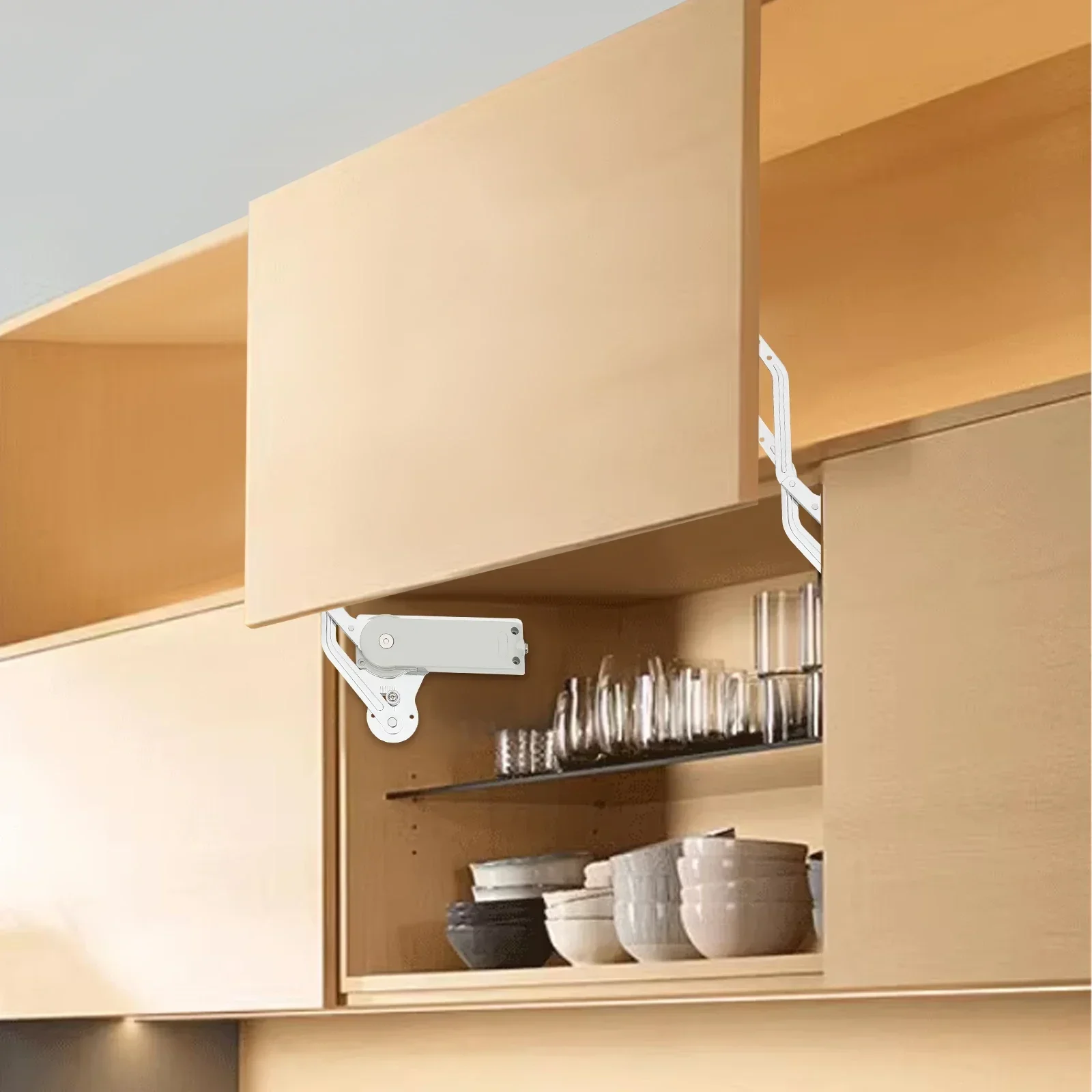 

Silver Hydraulic Buffer Cabinet Door Hinges, Adjustable Mounting Arm Mechanism Furniture Hinges for Doors Weighing 7.72-8.82 Lbs