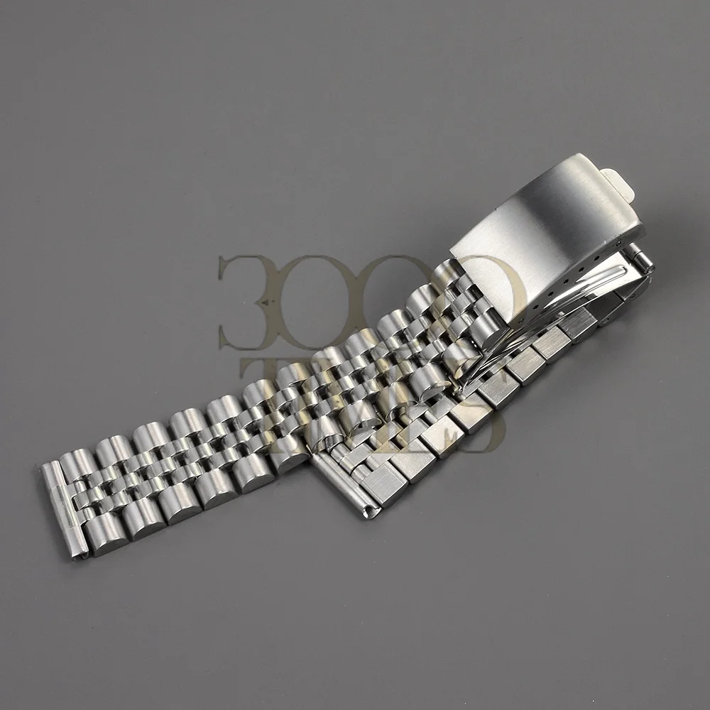 Flat end 18mm 19mm 20mm Gold Silver 2 tone gold jubilee with folding buckle stainless steel watch strap fit for rlx skx watch