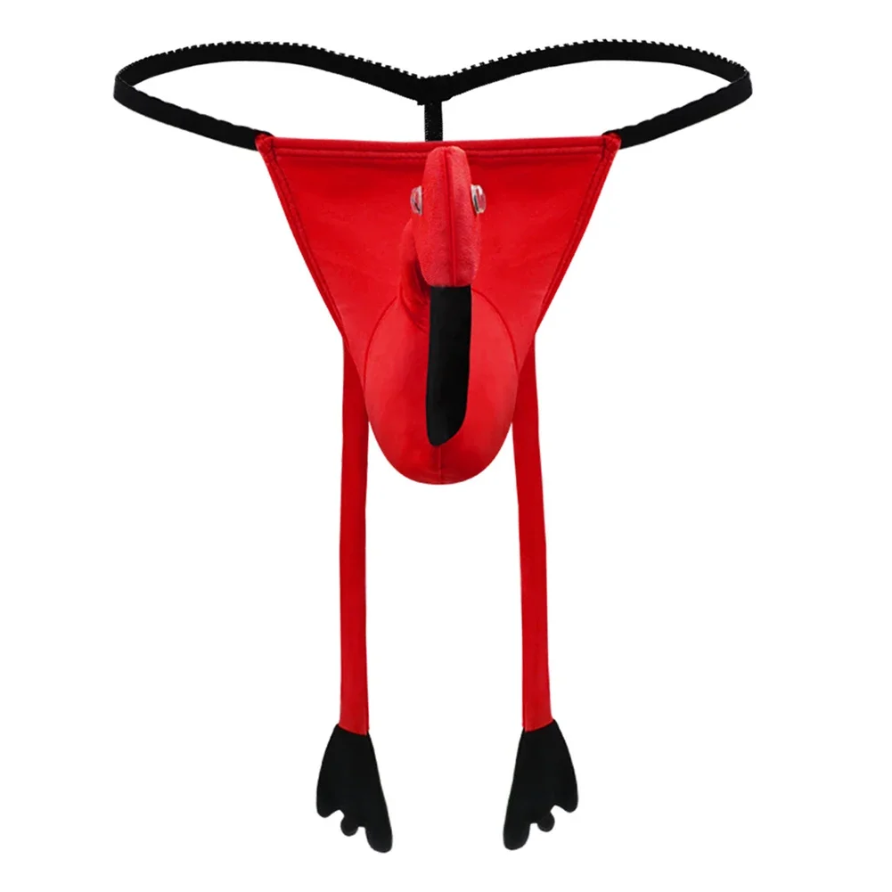 Herren-Sexy-Unterwäsche mit niedriger Taille, niedlicher roter Kranich-String, Tanga, T-Hose, Herren-Intimunterwäsche, lustige Herren-Unterhose