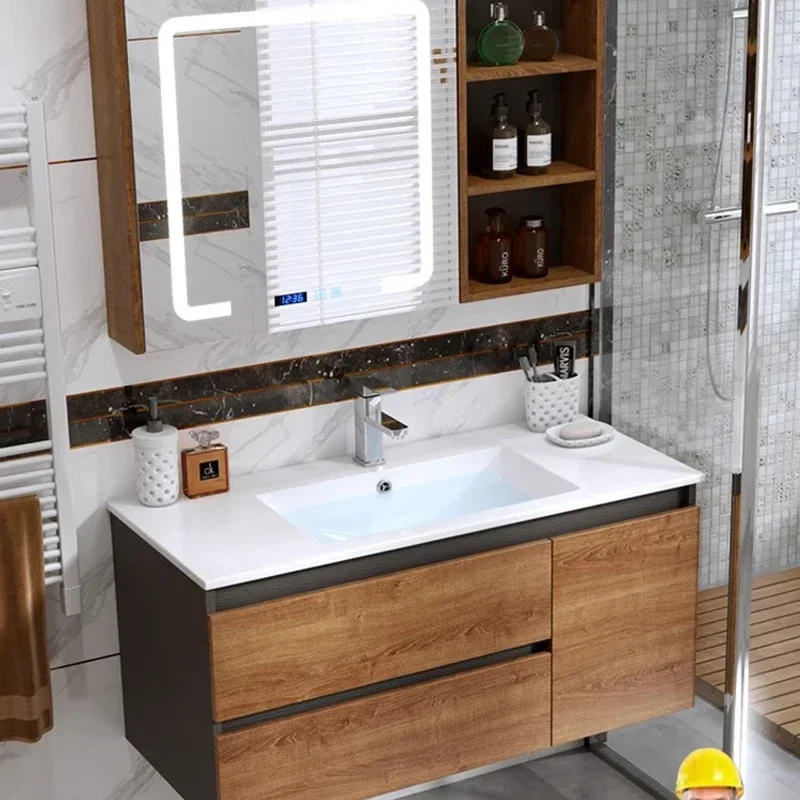 

Modern Simple Bathroom Cabinets Solid Wood Vintage Vanity Mirror Bathroom Cabinets Storage Corner Mobiletto Bagno Furniture