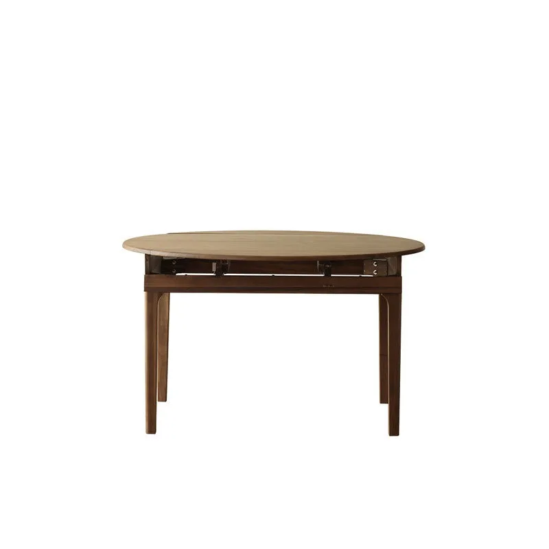 Nordic minimalist solid wood black walnut round dining table, multifunctional telescopic folding table, small apartment square