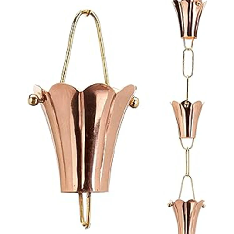 

JG Handmade Home Outdoor Garden Metal Copper Decorative Rain Chain with Customizable Size and Waterproof Feature for Gutter