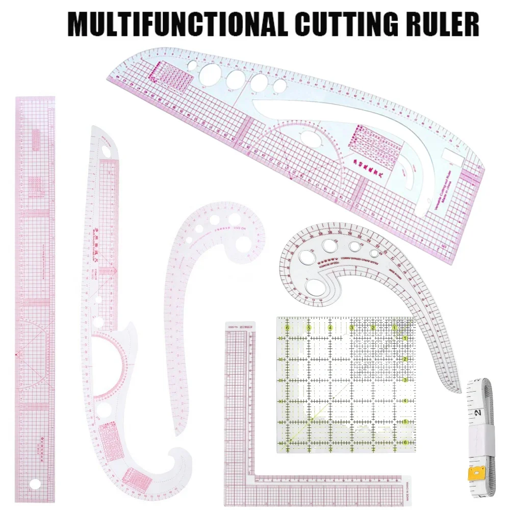 1pc DIY Drawing Tailoring Ruler Multi-function Cutting Measuring Plastic Curve Ruler Tailor Yardstick Sewing Accessories