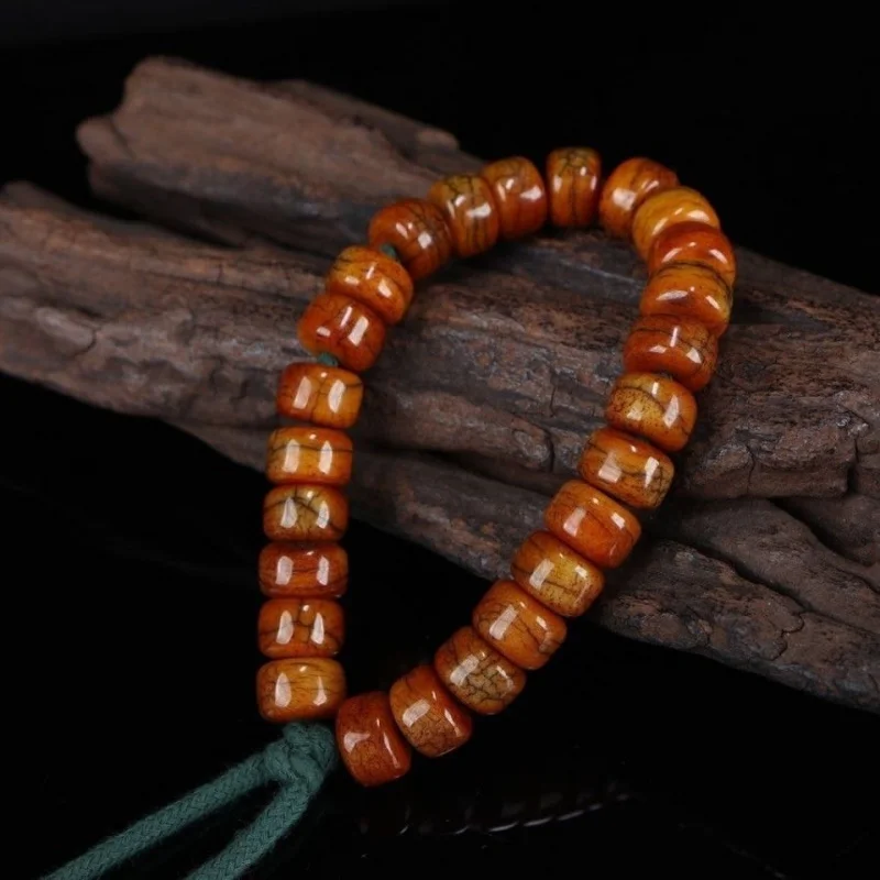 Boutique Oil Moisturizing Coated Pulp Gracked Glaze Yak Bone Buddha Beads Rosary Single Circle Bracelet Tibetan Style Ol