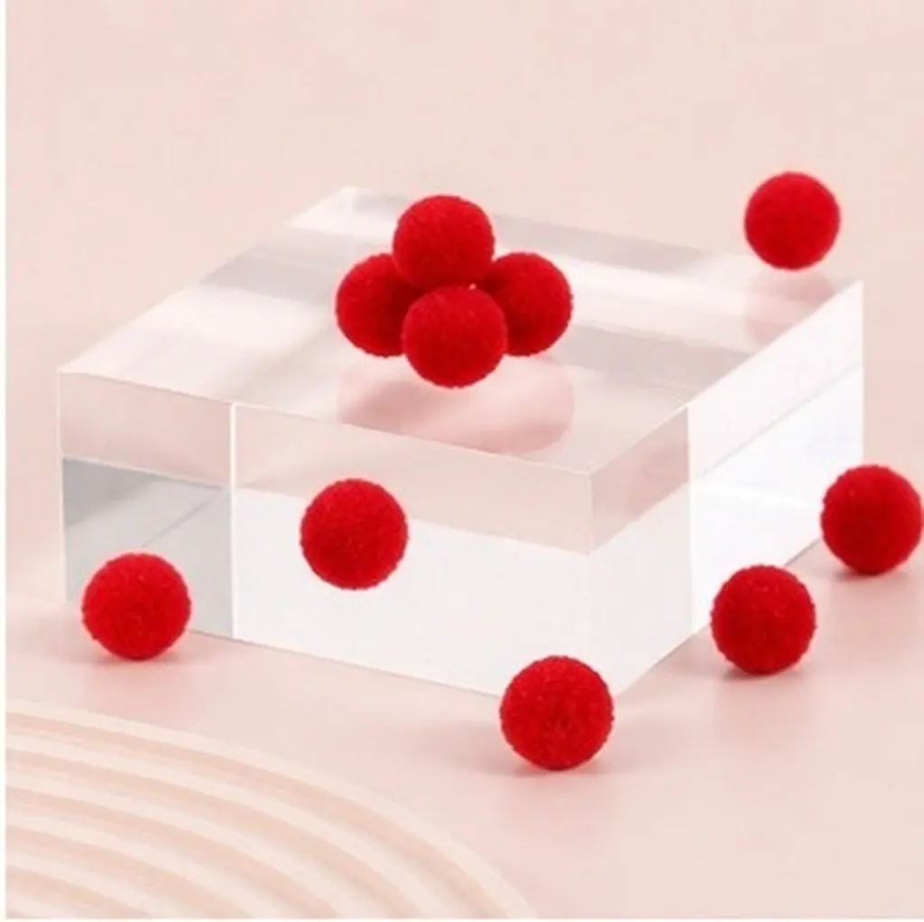 250Pcs Pom Pom Balls Red Decorative DIY Craft Supplies Multipurpose Clothing Sewing Costume Materials Accessories