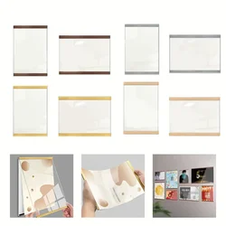 Acrylic Photo Frame Transparent Magnetic Poster Display Picture Frame Wooden For Wall Sticker Advertising Certificate Showing