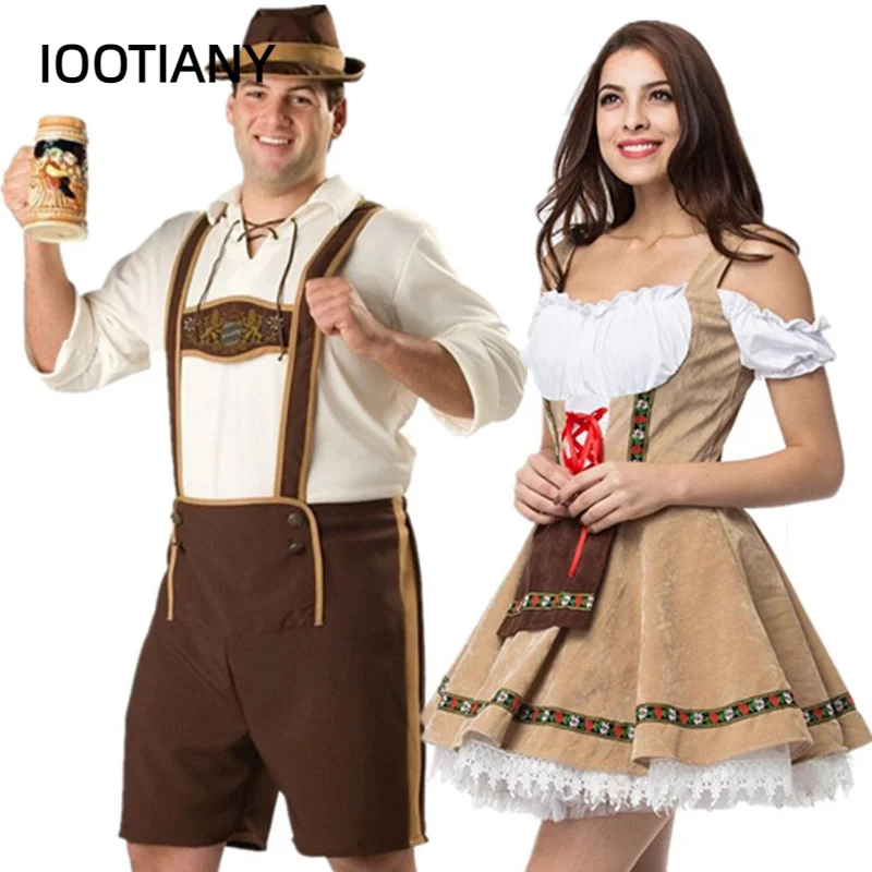 Oktoberfest Costume Traditional Couple German Bavarian Beer Costume Adult Overalls Cosplay Women Halloween Carnival Party Dress