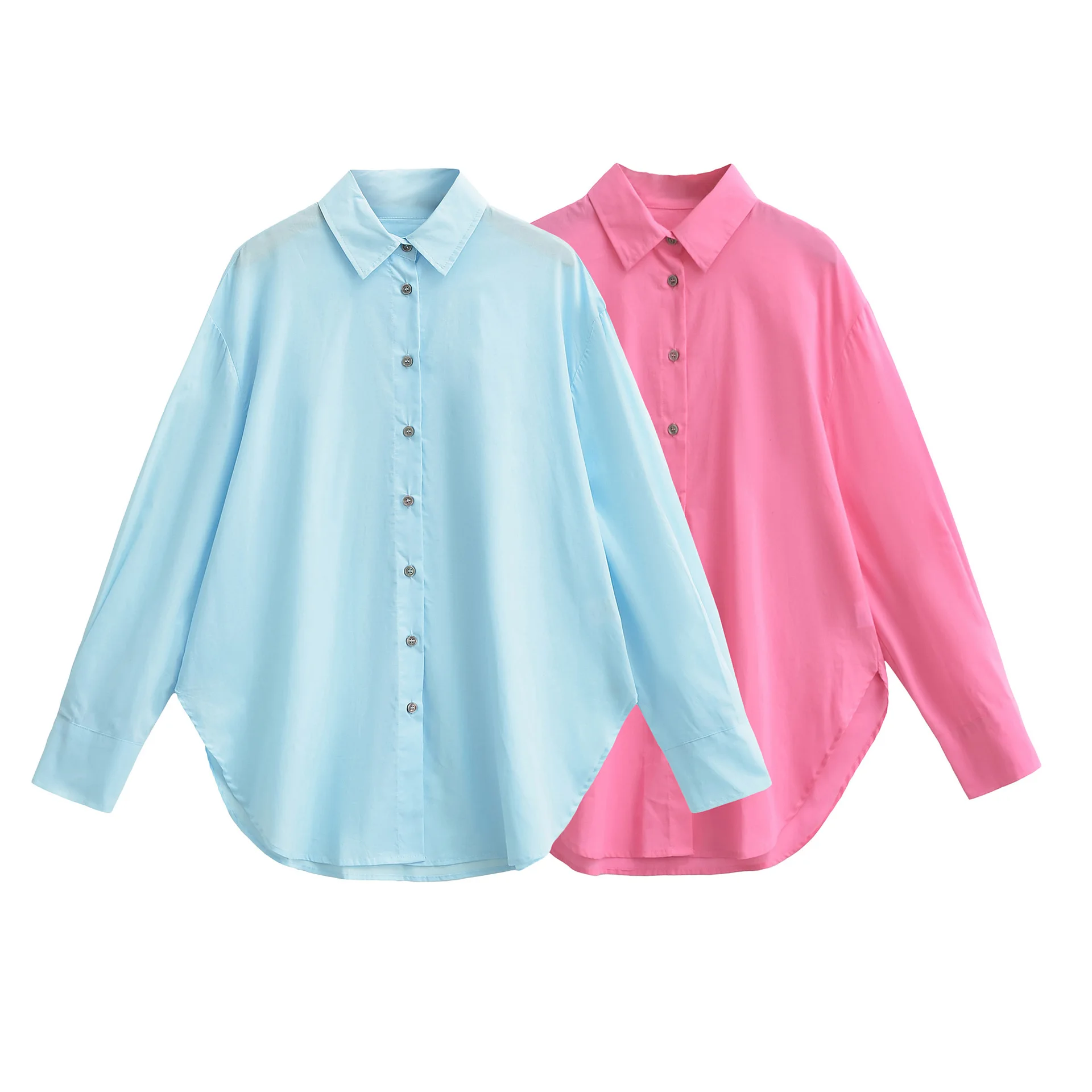 

Новая модная повседневная однобортная однобортная рубашка свободного покроя с длинным рукавом и отложным воротником для женщин, 2 цвета