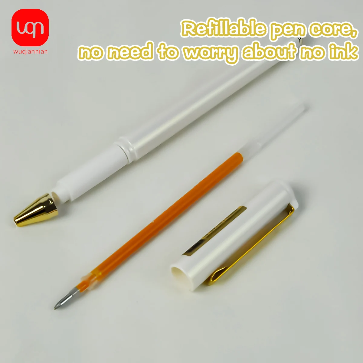 WQN-4/8/12 SZT. Wysokiej Jakości Długopis Żelowy z Końcówką 0.7mm, Złoty Tusz, Gładkie Pisanie, Długopis do Podpisów Biznesowych, Artykuły Szkolne i Biurowe