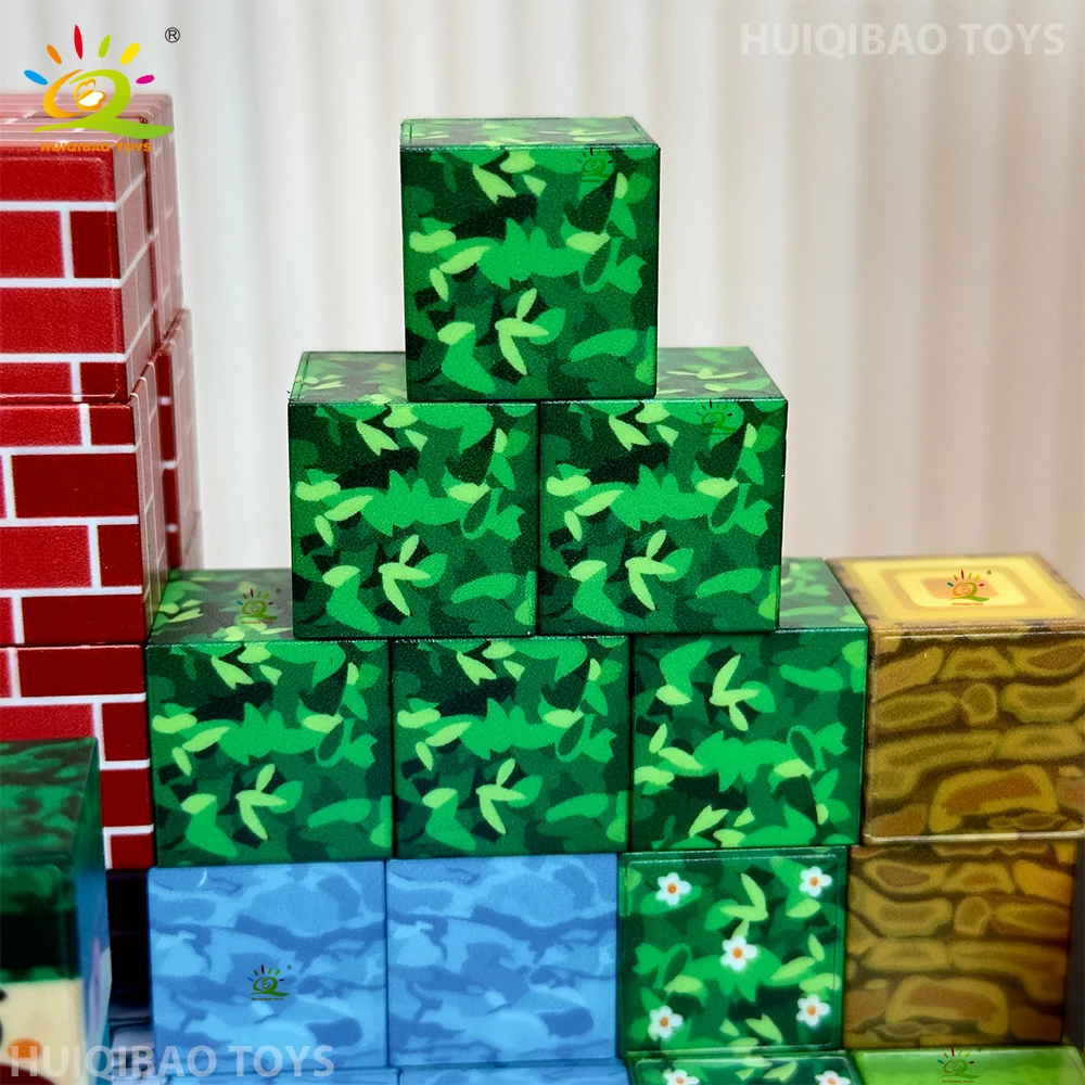 HUIQIBAO Blocs de construction magnétiques éducatifs STEM aléatoires de 50 à 300 pièces pour enfants, garçons et filles, puzzle DIY, cube magnétique sensoriel, cadeau