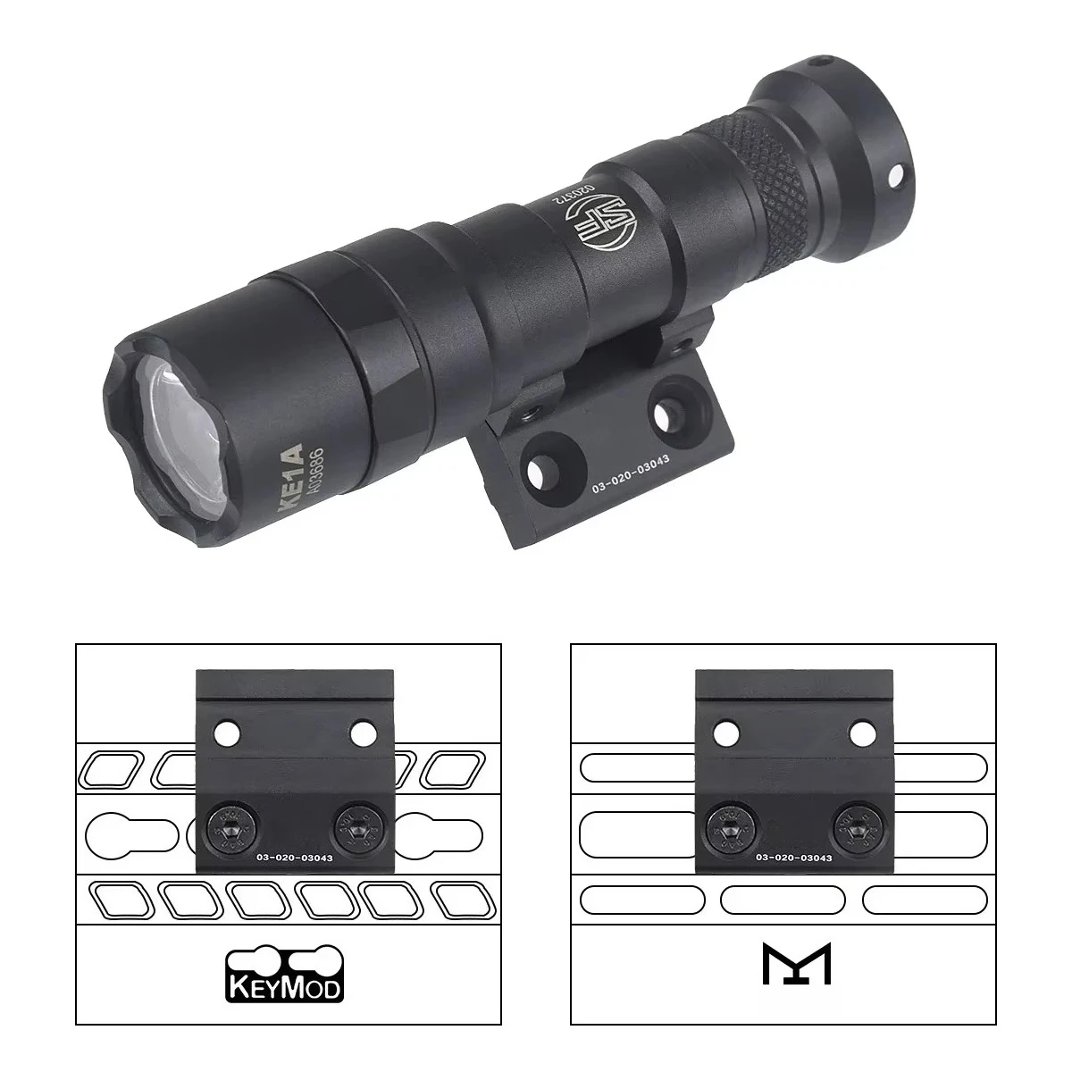 Tactical ARIS Series Surefire M300 M600 Offset Scout Mount Fit 20mm Ml-k Keymod SMR Rail Base for M600B M951 M620 Flashlight
