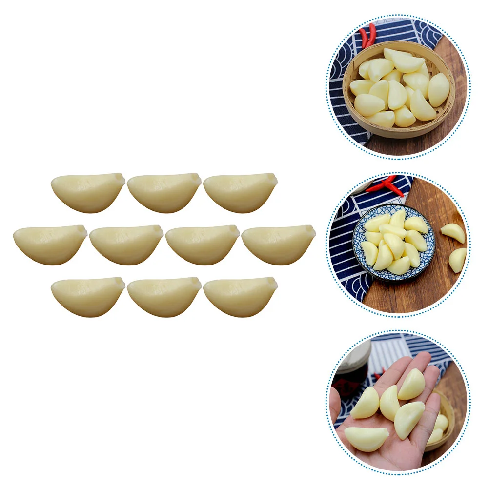 

10 Pcs Simulated Garlic Granules Imitation Props Vegetable Decor Dishes Pvc Simulation Fake Child