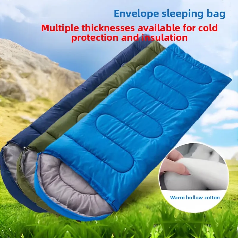 Outdoor Camping Sleeping Bag Adult Autumn Winter Envelope Style Hollow Fiber Insulated Cold Weather Wholesale Sleeping Bag