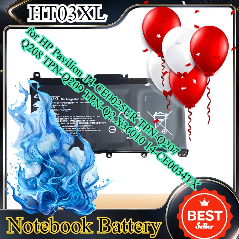 

НОВЫЙ сменный аккумулятор для ноутбука HT03XL HSTNN-LB8M для HP Pavilion 14-CE0025UR TPN-Q207 Q208 TPN-Q209 TPN-Q2 X36010 14-CE0034TX